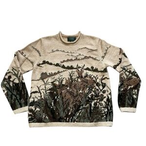 Vintage Lauren Ralph Lauren hand knit camouflage forest deer sweater women’s MP